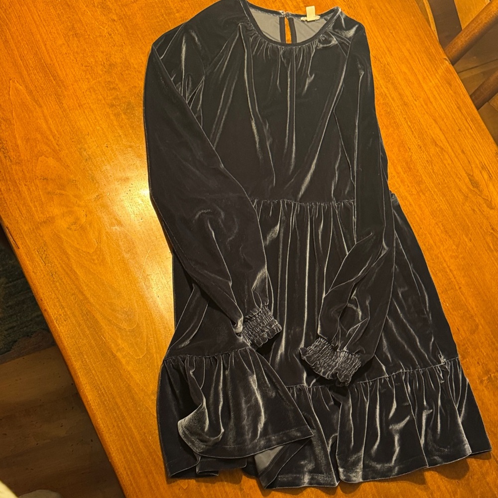 Crewcuts slate blue Velvet Kids Dress